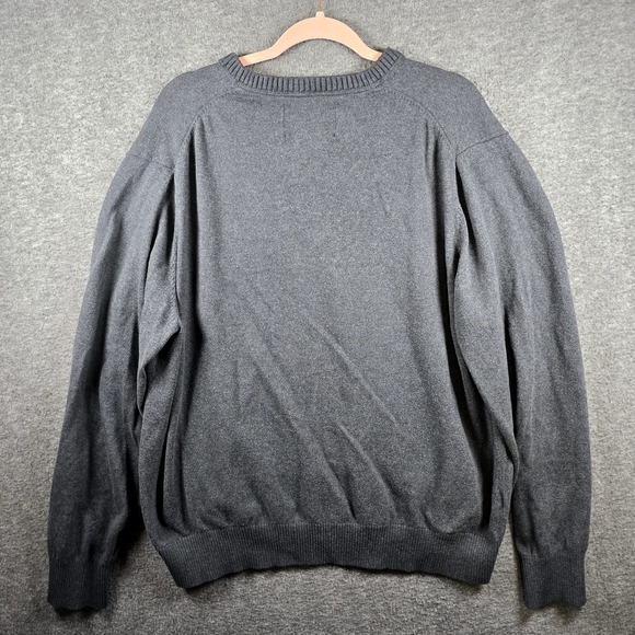 Eddie Bauer Men XXL Gray/Grey Pullover Sweater V Neck Lightweight Classic Look - Picture 7 of 10